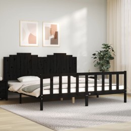 Acquista Giroletto con Testiera Nero 200x200 cm in Legno Massello con riferimento GHV-3192320 della ditta 