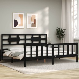 Acquista Giroletto con Testiera Nero 200x200 cm in Legno Massello con riferimento GHV-3192580 della ditta 