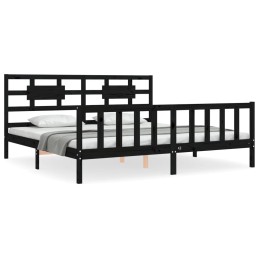 Acquista Giroletto con Testiera Nero 200x200 cm in Legno Massello con riferimento GHV-3192580 della ditta 
