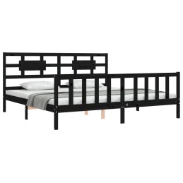 Acquista Giroletto con Testiera Nero 200x200 cm in Legno Massello con riferimento GHV-3192580 della ditta 