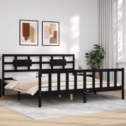 Acquista Giroletto con Testiera Nero 200x200 cm in Legno Massello con riferimento GHV-3192580 della ditta 