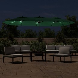 Acquista Ombrellone a Doppia Testa con LED Verde 449x245 cm con riferimento GHV-362954 della ditta 