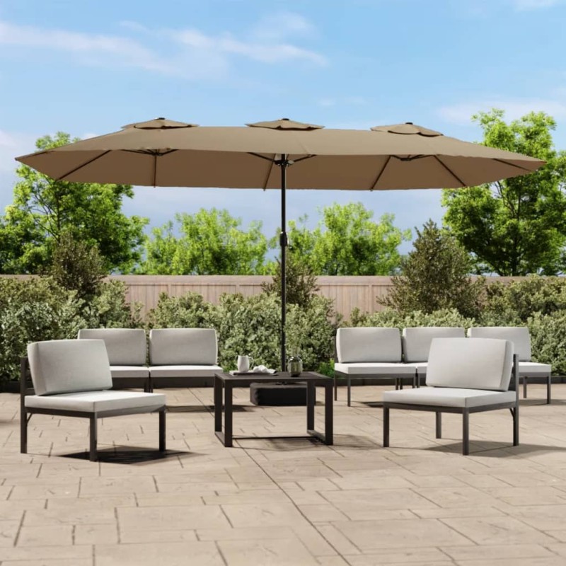 Acquista Ombrellone a Doppia Testa con LED Tortora 449x245 cm con riferimento GHV-362956 della ditta 