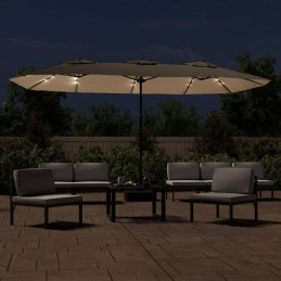 Acquista Ombrellone a Doppia Testa con LED Tortora 449x245 cm con riferimento GHV-362956 della ditta 