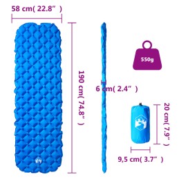 Acquista Materasso Campeggio Gonfiabile 1 Persona Blu Marino 190x58x6 cm con riferimento GHV-4007115 della ditta 