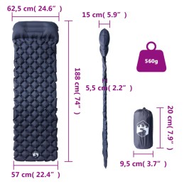 Acquista Materasso Campeggio Gonfiabile con Cuscino 1 Persona Grigio con riferimento GHV-4007108 della ditta 