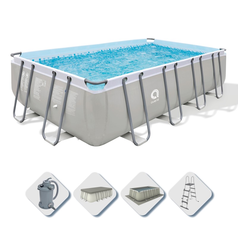 Acquista Piscina Fuoriterra Rettangolare con Struttura in Acciaio Avenli 17728-1EU 549x305x122cm Pompa a Sabbia, Scala e Teli Inclusi con riferimento 17728-1EU della ditta FREEBIE