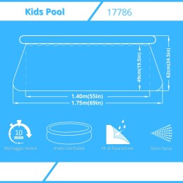 Acquista Piscinetta Gonfiabile Dinosauro Avenli 175x62cm con Gioco a Spruzzo d'Acqua per Bambini con riferimento 17786 della ditta FREEBIE