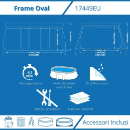 Acquista Piscina Fuoriterra Ovale con Struttura in Acciaio Chinook Grey Avenli Cm 540x304x106 Pompa Filtro, Scala e Teli Inclusi con riferimento 17449EU della ditta FREEBIE