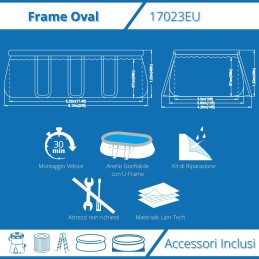Acquista Piscina Fuoriterra Ovale con Struttura in Acciaio Chinook Grey Avenli Cm 610x360x122 Pompa Filtro, Scala e Teli Inclusi con riferimento 17023EU della ditta FREEBIE