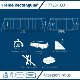 Acquista Piscina Fuoriterra Rettangolare con Struttura in Acciaio Avenli 17728-1EU 549x305x122cm Pompa a Sabbia, Scala e Teli Inclusi con riferimento 17728-1EU della ditta FREEBIE