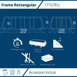 Acquista Piscina Fuoriterra Rettangolare con Struttura in Acciaio Passaat Grey Avenli Cm 400x207x122Pompa Filtro e Scala Inclusi con riferimento 17727EU della ditta FREEBIE
