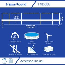 Acquista Piscina Fuoriterra Rotonda con Struttura in Acciaio Avenli Cm 420x84con Pompa Filtro Inclusa con riferimento 17800EU della ditta FREEBIE