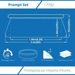 Acquista Piscina Fuoriterra Rotonda Gonfiabile Prompt Set Avenli Cm 240x63 Autoportante con predisposizione Pompa Filtro 1136L/h con riferimento 17792 della ditta FREEBIE