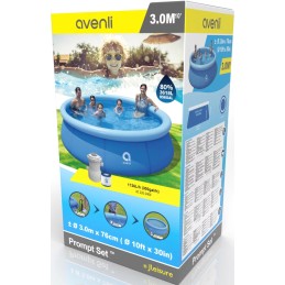 Acquista Piscina Fuoriterra Rotonda Gonfiabile Prompt Set Avenli Cm 300x76 Autoportante con Pompa Filtro da 1136L/h con riferimento 17793EU della ditta FREEBIE