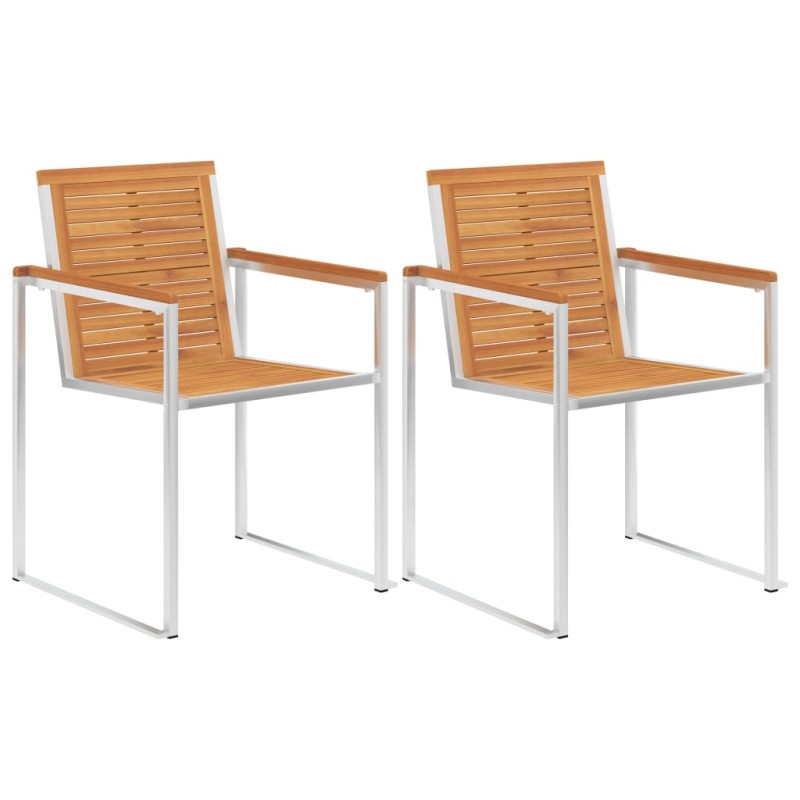 Acquista Sedie da Giardino 2 pz Legno Massello di Acacia e Acciaio Inox con riferimento GHV-46495 della ditta 