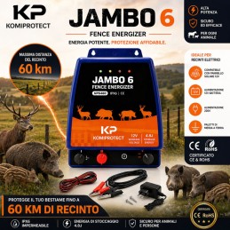 Acquista Elettrificatore Jambo 6 2026 Komiprotect | 12V / 220V | 60 km | Professionale con riferimento K926 della ditta KOMIPROTECT