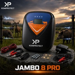 Acquista Elettrificatore Recinzione JAMBO 8 PRO 2026 Komiprotect | 12V / 220V | 80 km | Professionale con riferimento della ditta KOMIPROTECT