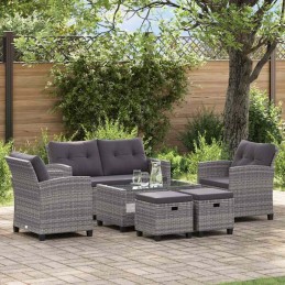 Acquista Set Divani da Giardino 6 pz con Cuscini Polyrattan Grigio Scuro con riferimento GHV-46150 della ditta GARDENHOME