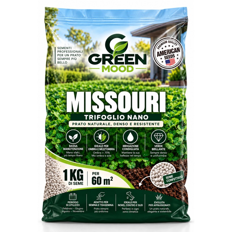 Acquista Greenmood Missouri 500 g per 30 m2 – Semi Trifoglio Nano per Prato con riferimento GM863 della ditta GREENMOOD