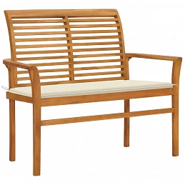 Acquista Panca da Giardino con Cuscino Crema 112 cm in Legno di Teak con riferimento GHV-3062651 della ditta GARDENHOME
