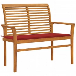 Acquista Panca da Giardino con Cuscino Rosso 112cm Teak Massello con riferimento GHV-3062655 della ditta GARDENHOME