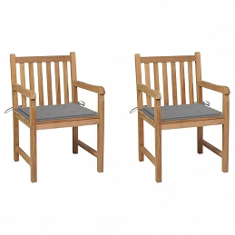 Acquista Sedie da Giardino 2 pz con Cuscini Grigi in Massello di Teak con riferimento GHV-3062731 della ditta GARDENHOME