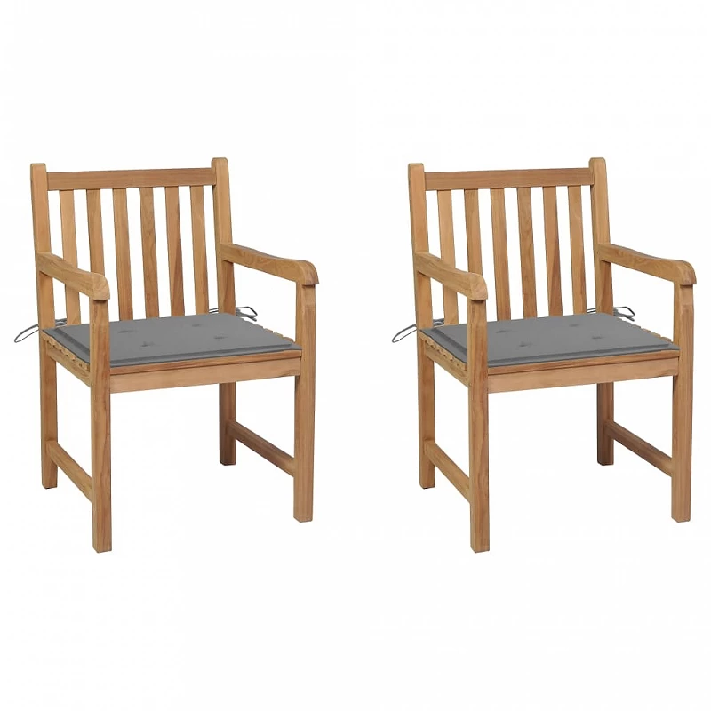Acquista Sedie da Giardino 2 pz con Cuscini Grigi in Massello di Teak con riferimento GHV-3062731 della ditta GARDENHOME