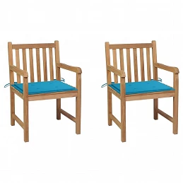 Acquista Sedie da Giardino 2 pz con Cuscini Blu in Massello di Teak con riferimento GHV-3062734 della ditta GARDENHOME
