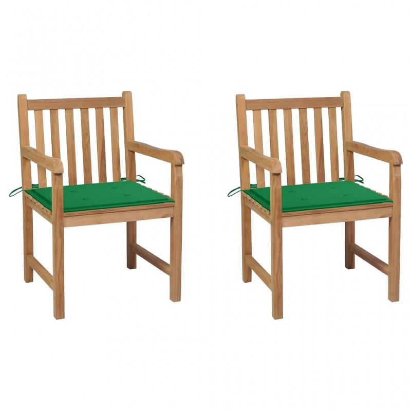 Acquista Sedie da Giardino 2 pz con Cuscini Verdi in Massello di Teak con riferimento GHV-3062735 della ditta GARDENHOME