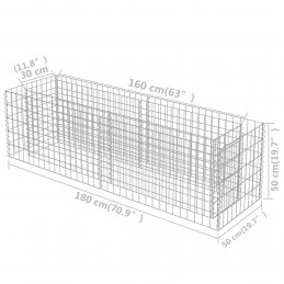 Acquista Gabbione Letto Rialzato in Acciaio Zincato 180x50x50 cm con riferimento GHV-143559 della ditta GARDENHOME