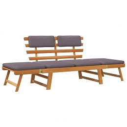 Acquista Lettino da Giardino 2 in 1 con Cuscino 190 cm Massello Acacia con riferimento GHV-45960 della ditta GARDENHOME
