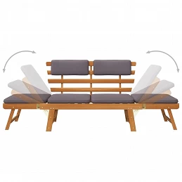 Acquista Lettino da Giardino 2 in 1 con Cuscino 190 cm Massello Acacia con riferimento GHV-45960 della ditta GARDENHOME