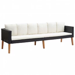 Acquista Divano da Giardino a 3 Posti con Cuscini in Polyrattan Nero con riferimento GHV-310214 della ditta GARDENHOME