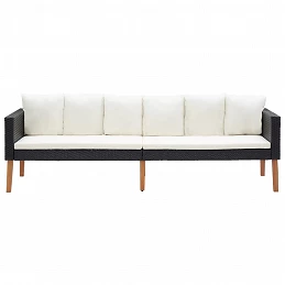Acquista Divano da Giardino a 3 Posti con Cuscini in Polyrattan Nero con riferimento GHV-310214 della ditta GARDENHOME