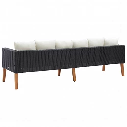 Acquista Divano da Giardino a 3 Posti con Cuscini in Polyrattan Nero con riferimento GHV-310214 della ditta GARDENHOME