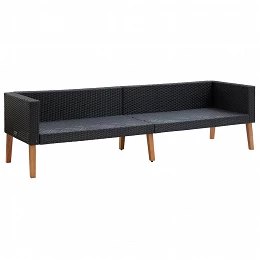 Acquista Divano da Giardino a 3 Posti con Cuscini in Polyrattan Nero con riferimento GHV-310214 della ditta GARDENHOME