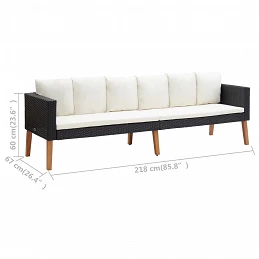 Acquista Divano da Giardino a 3 Posti con Cuscini in Polyrattan Nero con riferimento GHV-310214 della ditta GARDENHOME