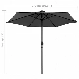 Acquista Ombrellone con Luci a LED e Palo in Alluminio 270 cm Antracite con riferimento GHV-47354 della ditta GARDENHOME