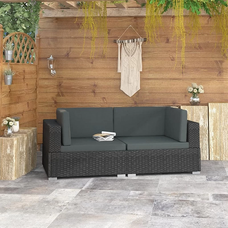 Acquista Poltrone Modulari ad Angolo con Cuscini 2 pz Polyrattan Nero con riferimento GHV-47263 della ditta GARDENHOME