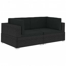 Acquista Poltrone Modulari ad Angolo con Cuscini 2 pz Polyrattan Nero con riferimento GHV-47263 della ditta GARDENHOME