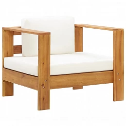 Acquista Sedia da Giardino con Cuscino Crema in Legno Massello di Acacia con riferimento GHV-47272 della ditta GARDENHOME