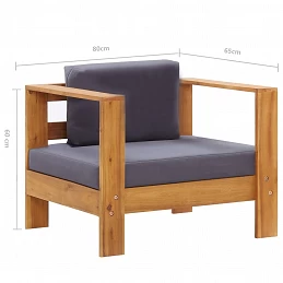 Acquista Sedia da Giardino con Cuscino Grigio Scuro in Legno di Acacia con riferimento GHV-47275 della ditta GARDENHOME