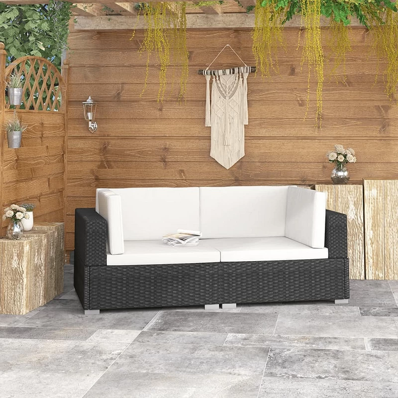 Acquista Poltrone Modulari ad Angolo con Cuscini 2 pz Polyrattan Nero con riferimento GHV-47260 della ditta GARDENHOME