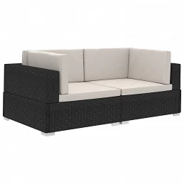 Acquista Poltrone Modulari ad Angolo con Cuscini 2 pz Polyrattan Nero con riferimento GHV-47260 della ditta GARDENHOME