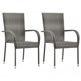 Acquista Sedie da Esterno Impilabili 2 pz Grigie in Polyrattan con riferimento GHV-46464 della ditta GARDENHOME