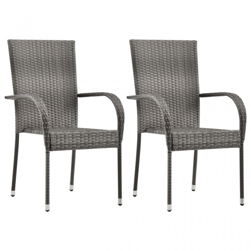 Acquista Sedie da Esterno Impilabili 2 pz Grigie in Polyrattan con riferimento GHV-46464 della ditta GARDENHOME
