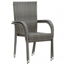 Acquista Sedie da Esterno Impilabili 2 pz Grigie in Polyrattan con riferimento GHV-46464 della ditta GARDENHOME