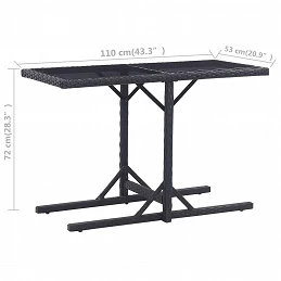 Acquista Tavolo da Giardino Nero 110x53x72 cm in Vetro e Polyrattan con riferimento GHV-46452 della ditta GARDENHOME