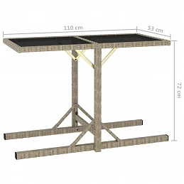 Acquista Tavolo da Giardino Beige 110x53x72 cm in Vetro e Polyrattan con riferimento GHV-46454 della ditta GARDENHOME
